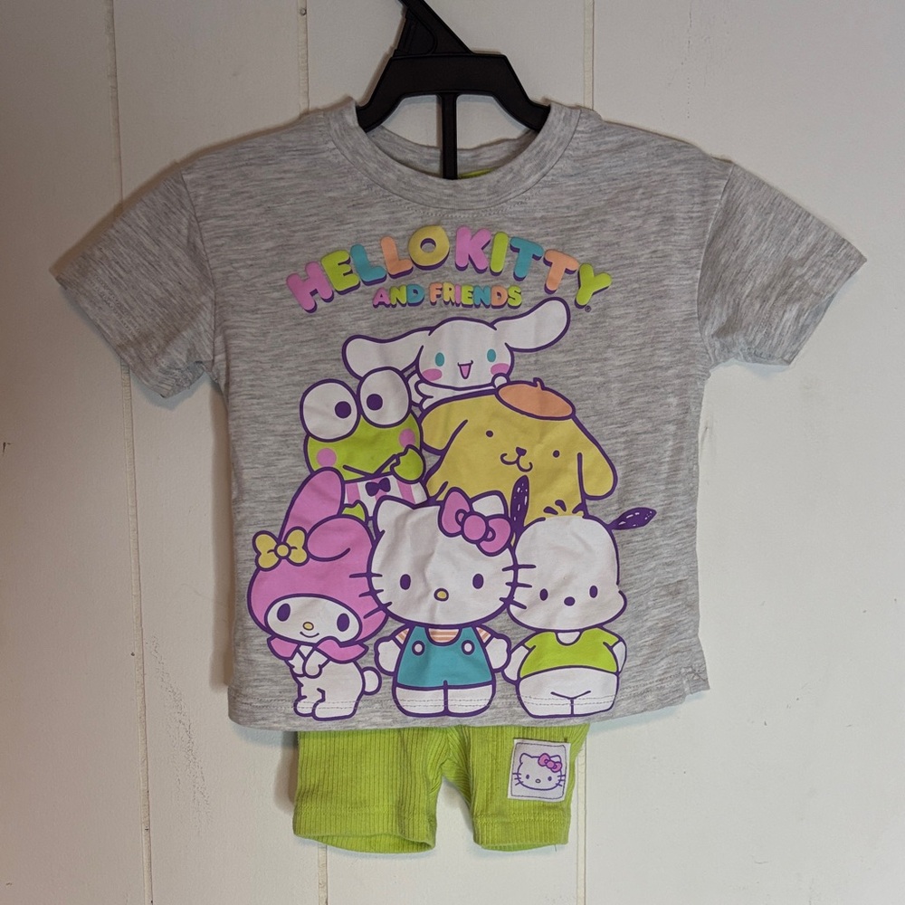 216 - Hello Kitty and Friends Gray Top with Green Shorts Set